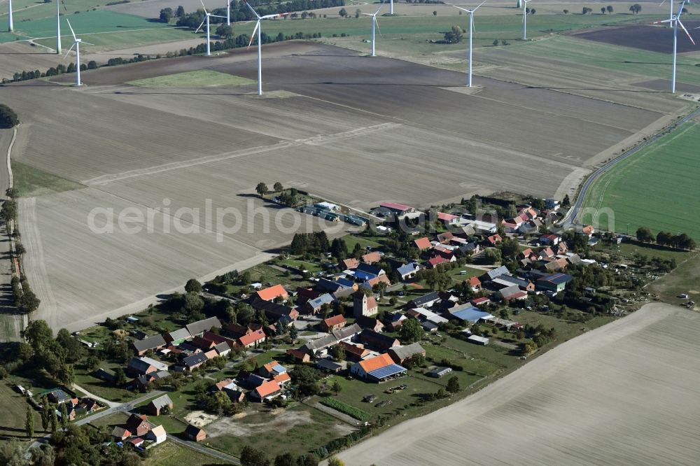 Söllenthin from above - Village - view on the edge of agricultural fields and farmland in Soellenthin in the state Brandenburg, Germany