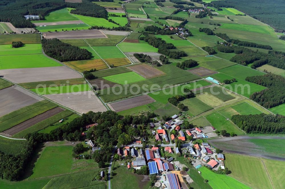 Aerial photograph Teichlosen - Village - view on the edge of agricultural fields and farmland in Teichlosen in the state Lower Saxony, Germany