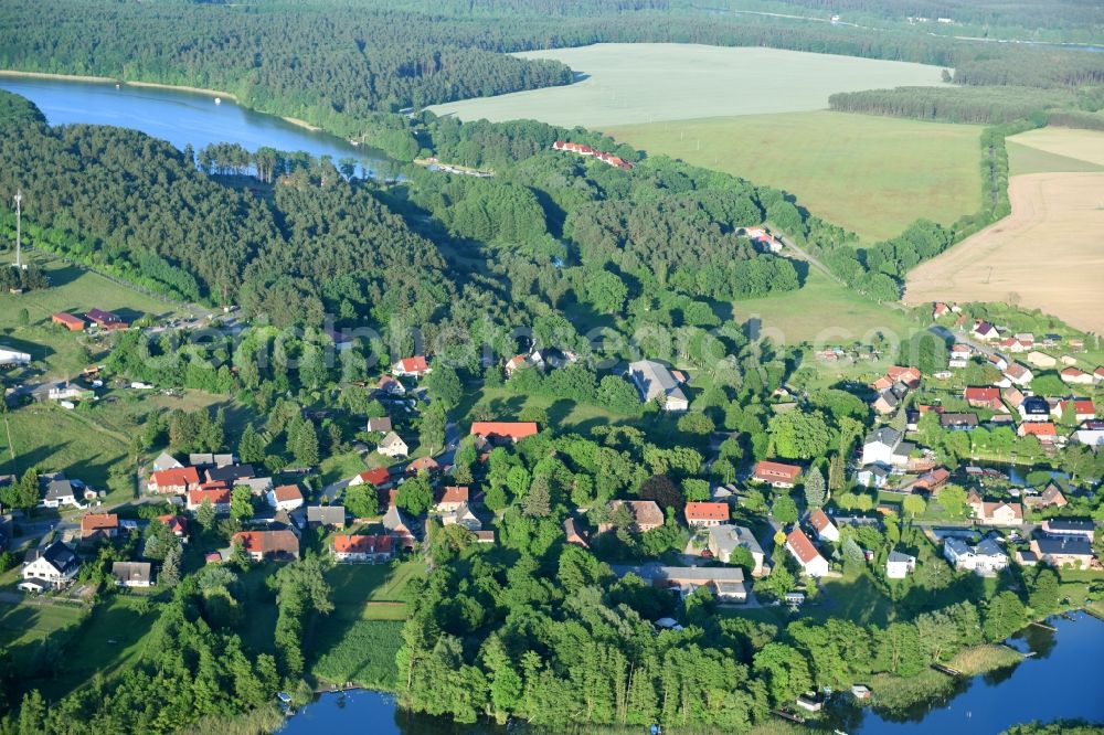 Aerial image Wesenberg - Village - view on the edge of agricultural fields and farmland in Wesenberg in the state Mecklenburg - Western Pomerania, Germany