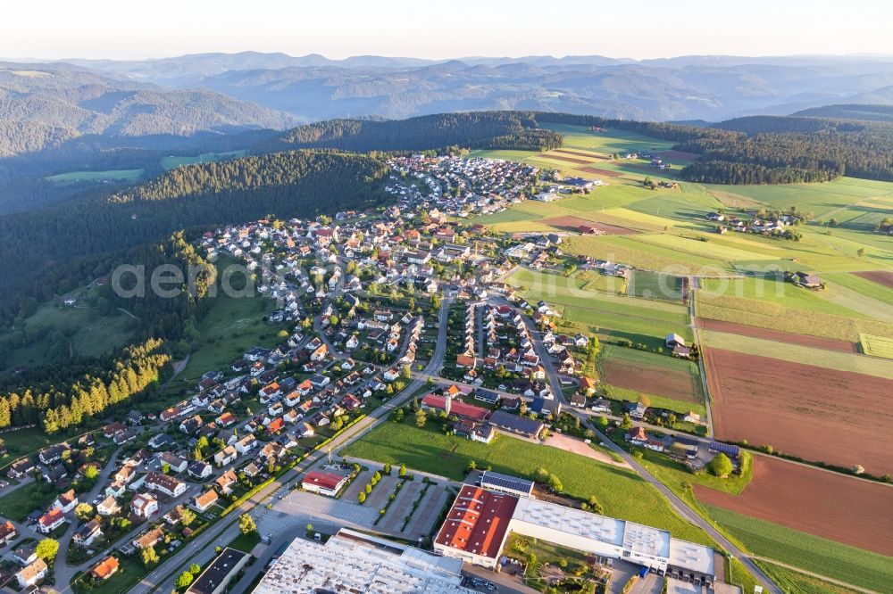 Aichhalden from above - Village - view on the edge of forested areas in Aichhalden in the state Baden-Wurttemberg, Germany