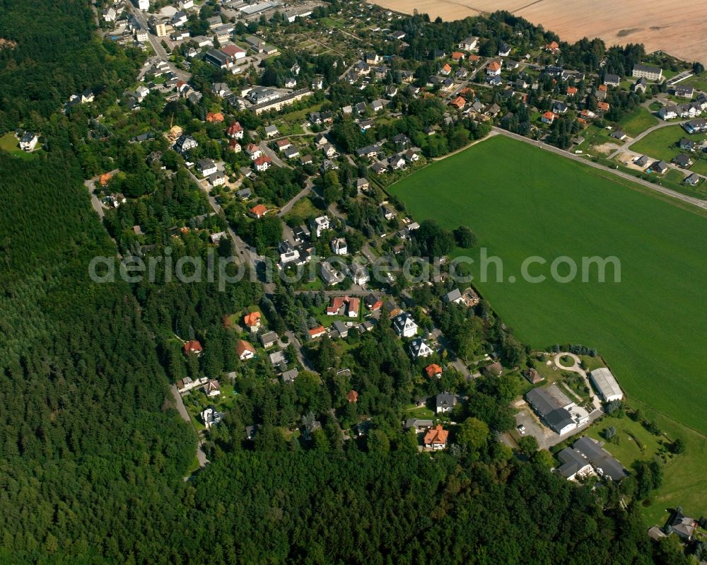 Aerial photograph Augustusburg - Village - view on the edge of forested areas in Augustusburg in the state Saxony, Germany