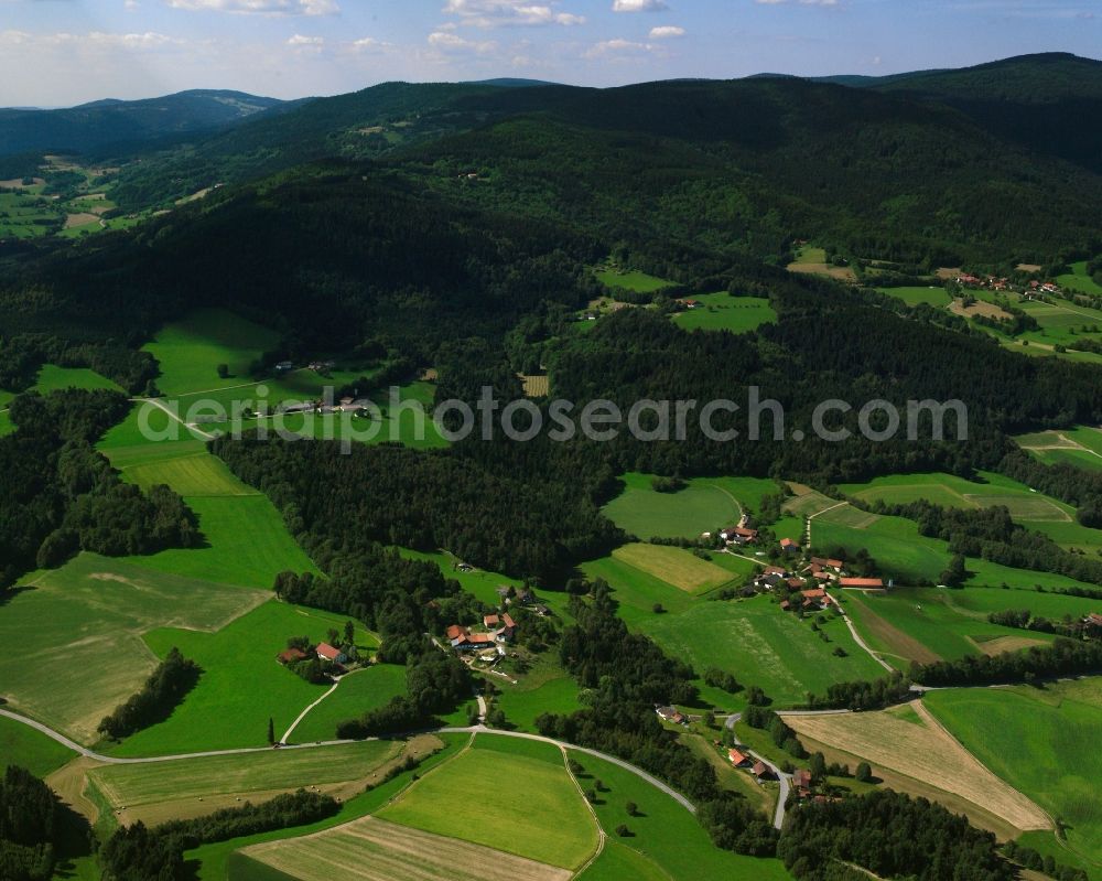 Außerirlach from above - Village - view on the edge of forested areas in Ausserirlach in the state Bavaria, Germany