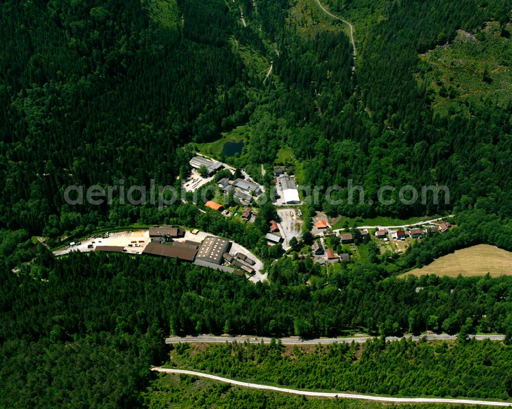 Aerial image Bad Wildbad - Village - view on the edge of forested areas in Bad Wildbad in the state Baden-Wuerttemberg, Germany