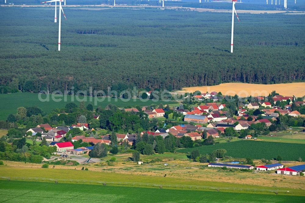 Aerial image Baruth/Mark - Village - view on the edge of forested areas in Baruth/Mark in the state Brandenburg, Germany