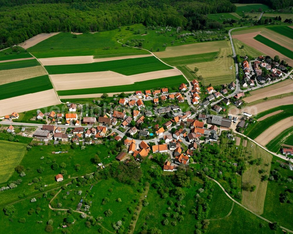 Aerial photograph Büchenbronn - Village - view on the edge of forested areas in Büchenbronn in the state Baden-Wuerttemberg, Germany