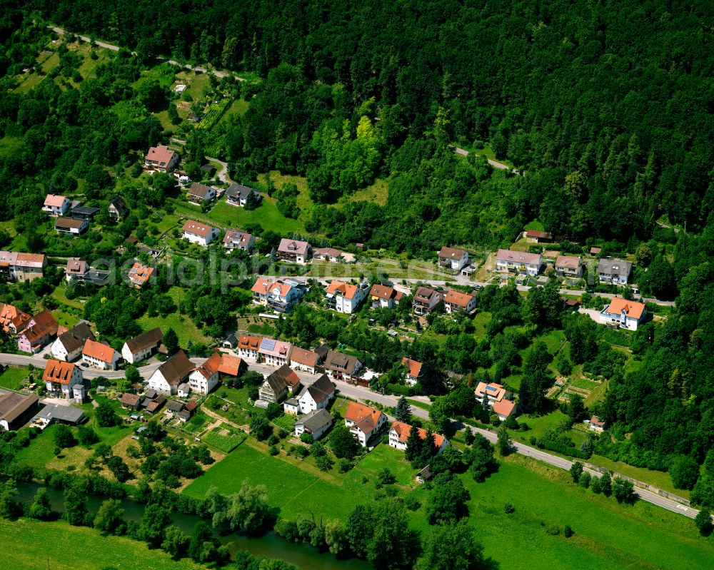 Bieringen from above - Village - view on the edge of forested areas in Bieringen in the state Baden-Wuerttemberg, Germany