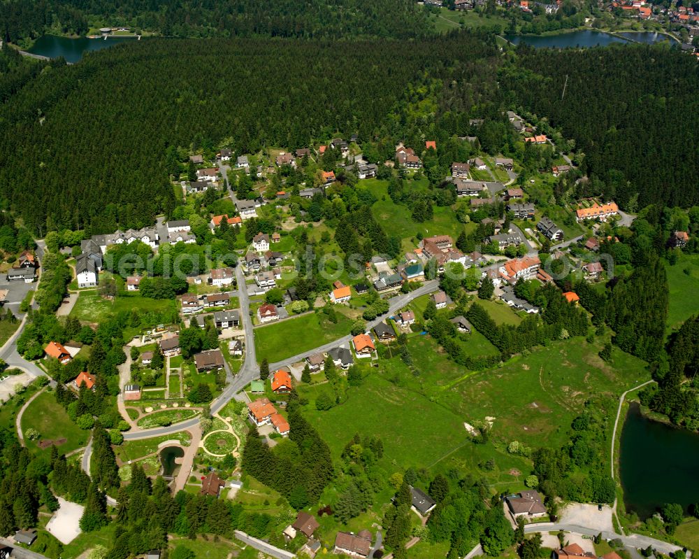 Bockswiese from above - Village - view on the edge of forested areas in Bockswiese in the state Lower Saxony, Germany