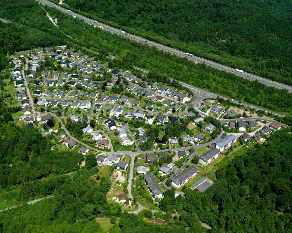 Buchholz from the bird's eye view: Village - view on the edge of forested areas in Buchholz in the state Rhineland-Palatinate, Germany