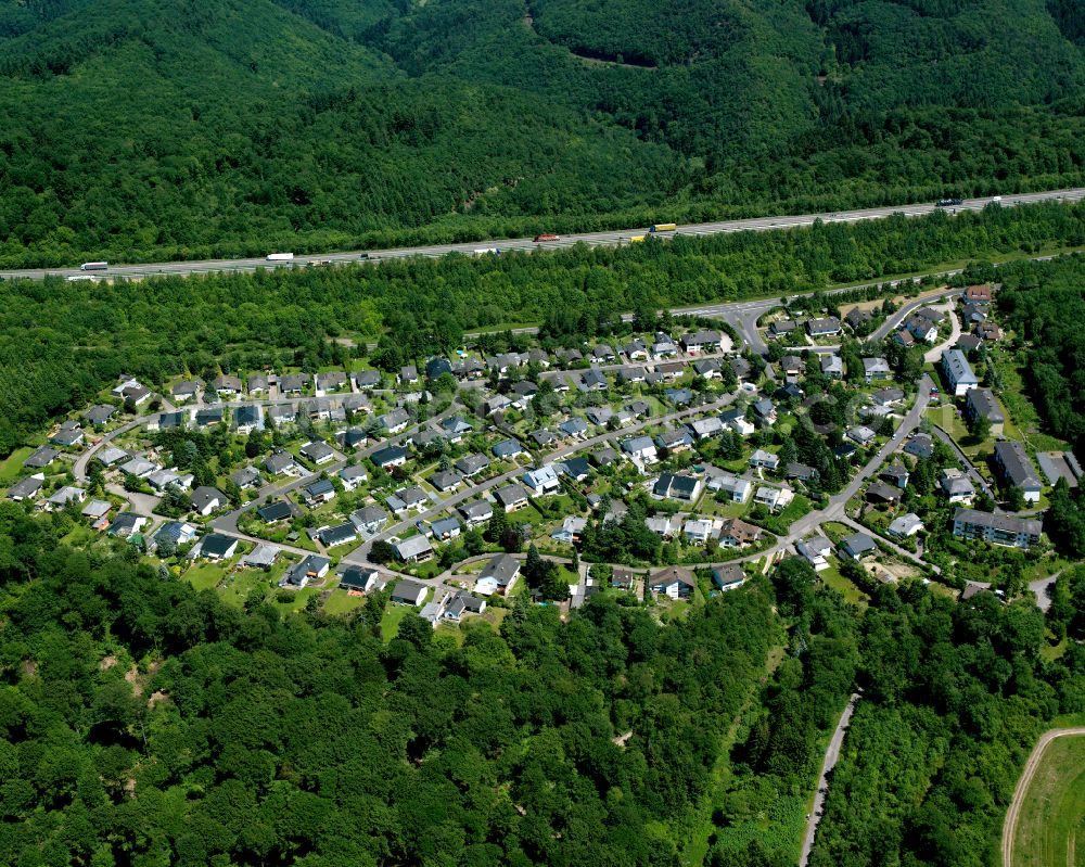 Aerial image Buchholz - Village - view on the edge of forested areas in Buchholz in the state Rhineland-Palatinate, Germany