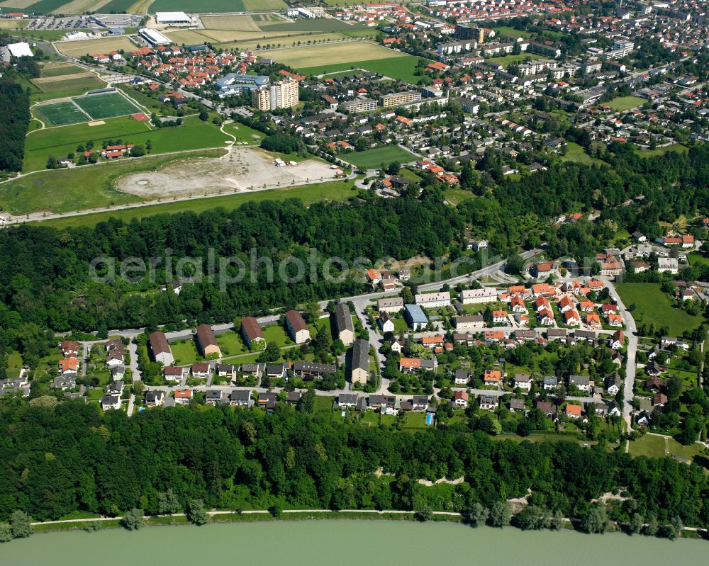 Aerial image Burghausen - Village - view on the edge of forested areas in Burghausen in the state Bavaria, Germany