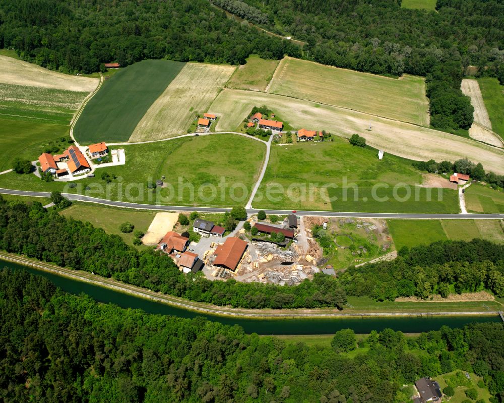Aerial photograph Burgkirchen an der Alz - Village - view on the edge of forested areas in Burgkirchen an der Alz in the state Bavaria, Germany