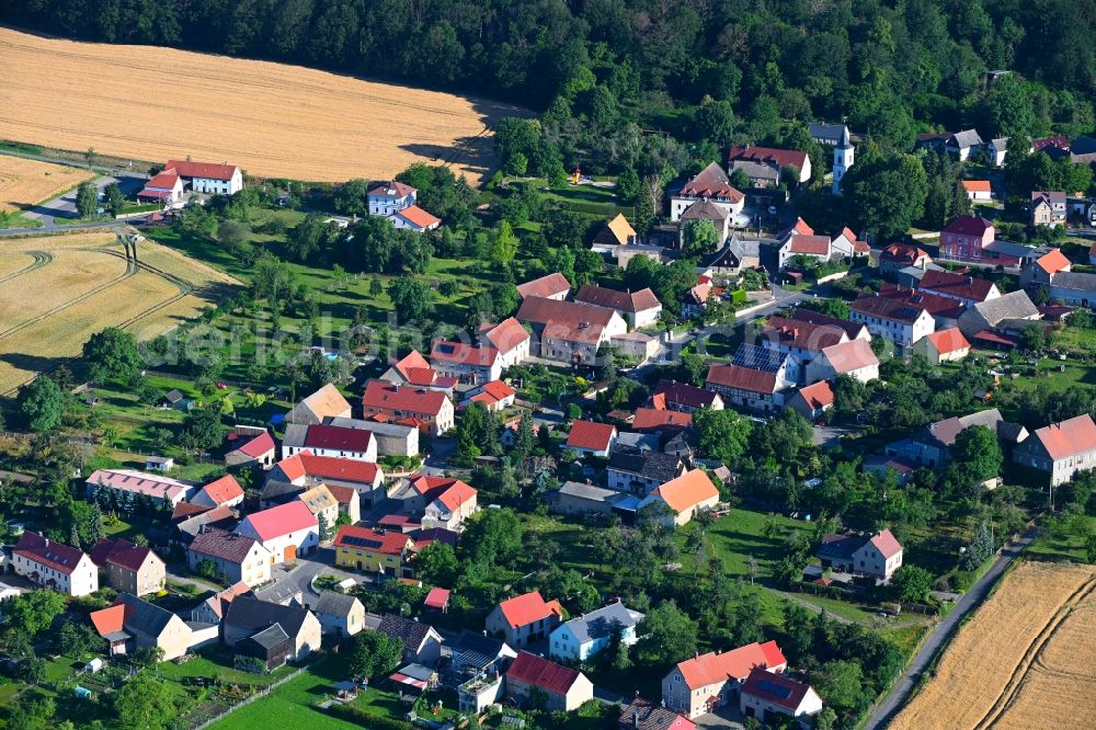 Aerial image Collm - Village - view on the edge of forested areas in Collm in the state Saxony, Germany