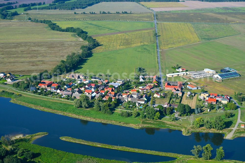 Aerial image Dabrun - Village - view on the edge of forested areas in Dabrun in the state Saxony-Anhalt, Germany