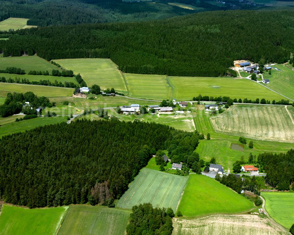 Dreigrün from above - Village - view on the edge of forested areas in Dreigrün in the state Bavaria, Germany