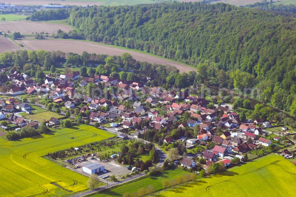 Ebenshausen from above - Village - view on the edge of forested areas in Ebenshausen in the state Thuringia, Germany