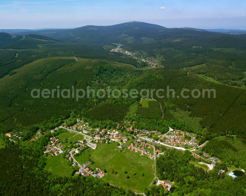 Elend from above - Village - view on the edge of forested areas in Elend in the state Saxony-Anhalt, Germany