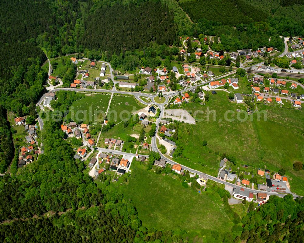 Aerial image Elend - Village - view on the edge of forested areas in Elend in the state Saxony-Anhalt, Germany