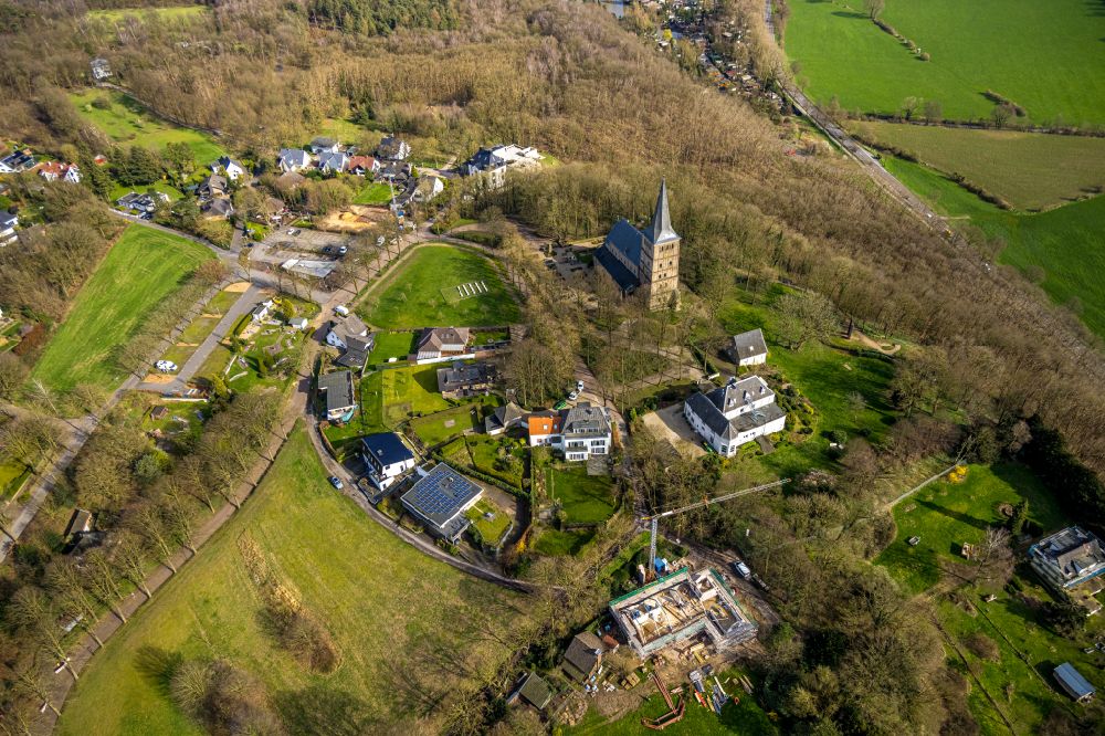 Elten from above - Village - view on the edge of forested areas in Elten in the state North Rhine-Westphalia, Germany