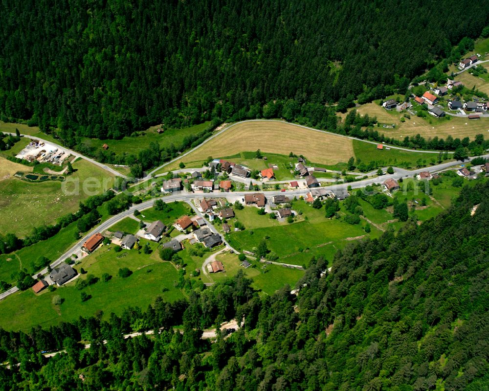 Enzklösterle from above - Village - view on the edge of forested areas in Enzklösterle in the state Baden-Wuerttemberg, Germany