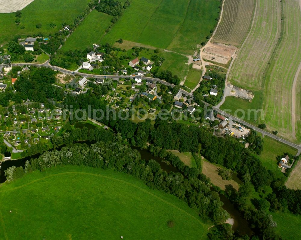 Aerial image Falkenau - Village - view on the edge of forested areas in Falkenau in the state Saxony, Germany