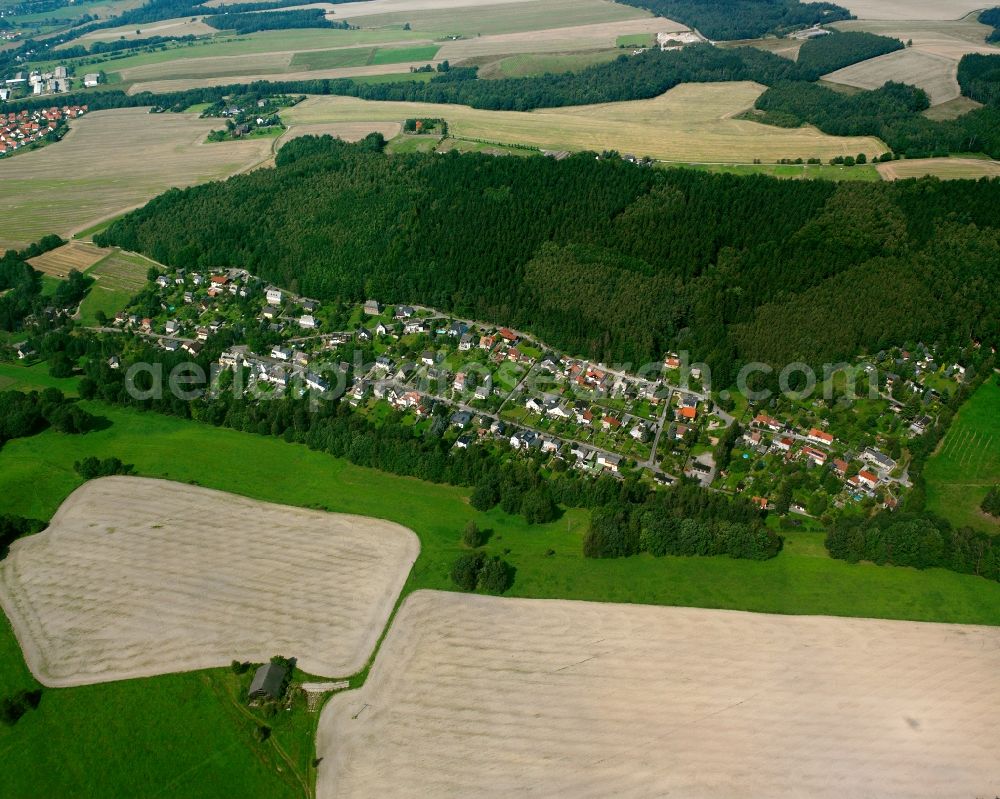 Flöha from above - Village - view on the edge of forested areas in Flöha in the state Saxony, Germany