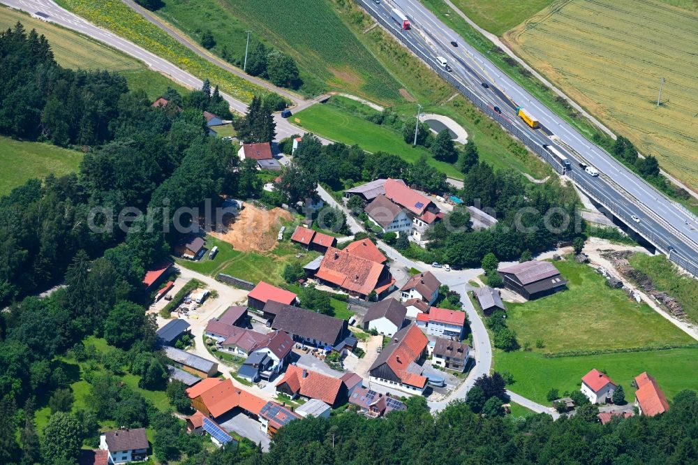 Aerial photograph Frickenhofen - Village - view on the edge of forested areas in Frickenhofen in the state Bavaria, Germany