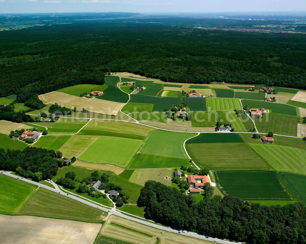 Aerial image Gasteig - Village - view on the edge of forested areas in Gasteig in the state Bavaria, Germany