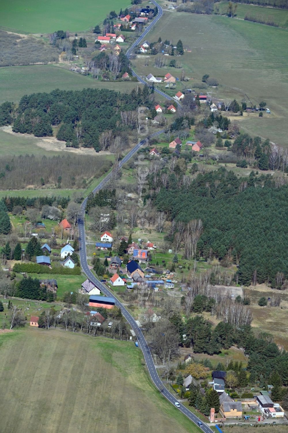Aerial image Gegensee - Village - view on the edge of forested areas in Gegensee in the state Mecklenburg - Western Pomerania, Germany