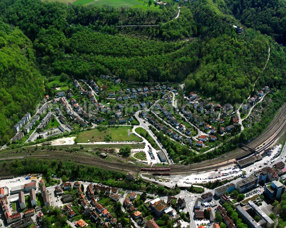 Aerial image Geislingen an der Steige - Village - view on the edge of forested areas in Geislingen an der Steige in the state Baden-Wuerttemberg, Germany