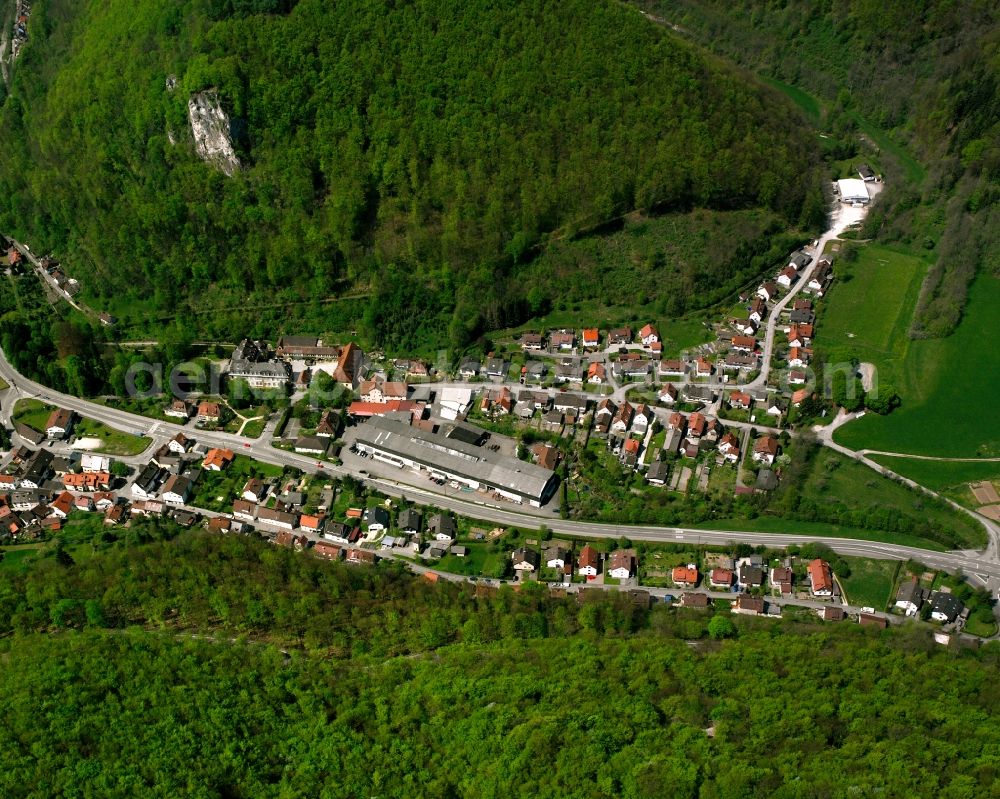 Geislingen an der Steige from above - Village - view on the edge of forested areas in Geislingen an der Steige in the state Baden-Wuerttemberg, Germany