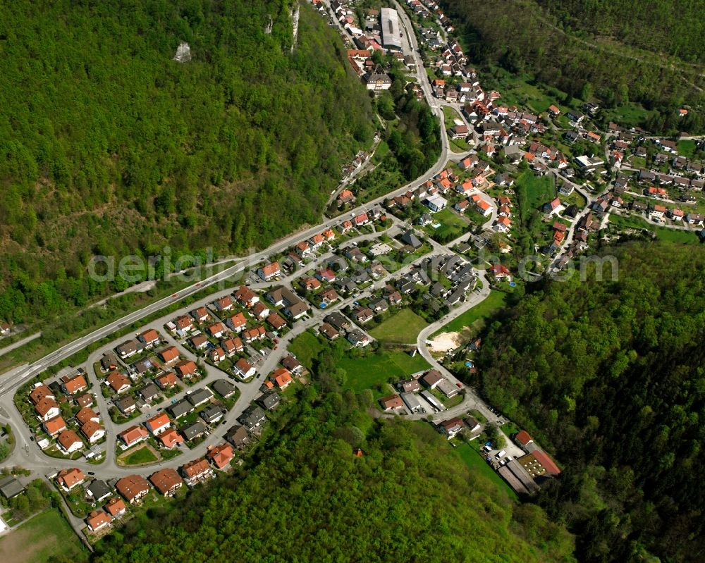 Aerial image Geislingen an der Steige - Village - view on the edge of forested areas in Geislingen an der Steige in the state Baden-Wuerttemberg, Germany