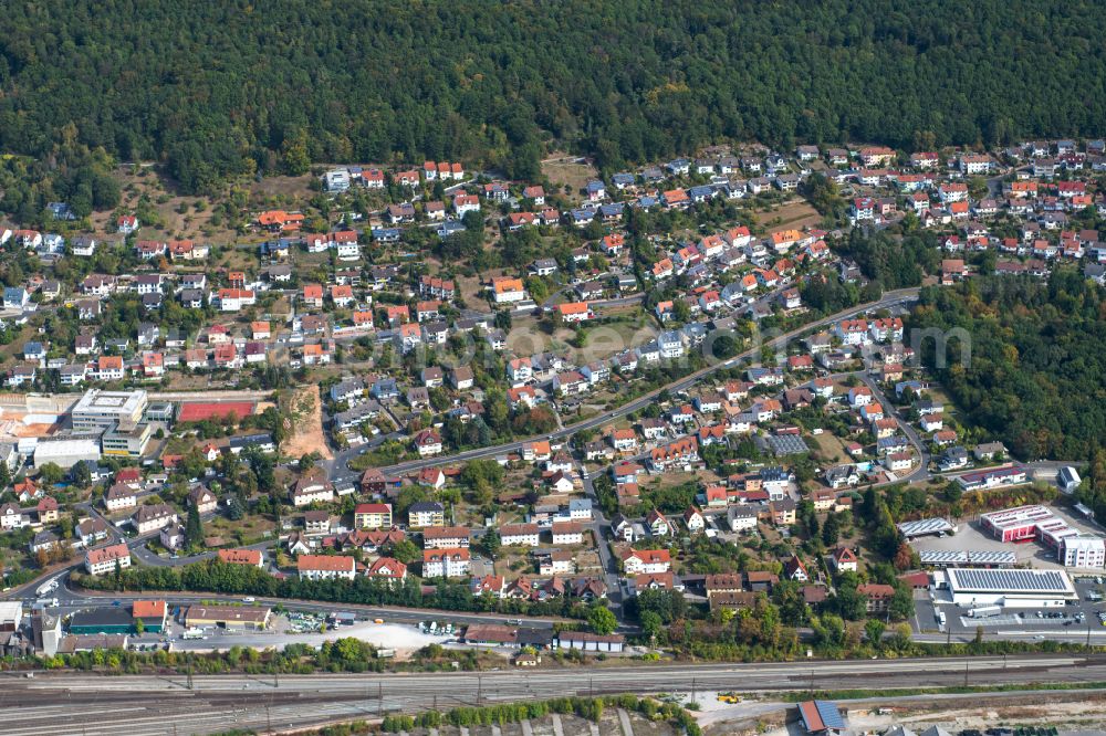 Aerial image Gemünden am Main - Village - view on the edge of forested areas in Gemünden am Main in the state Bavaria, Germany