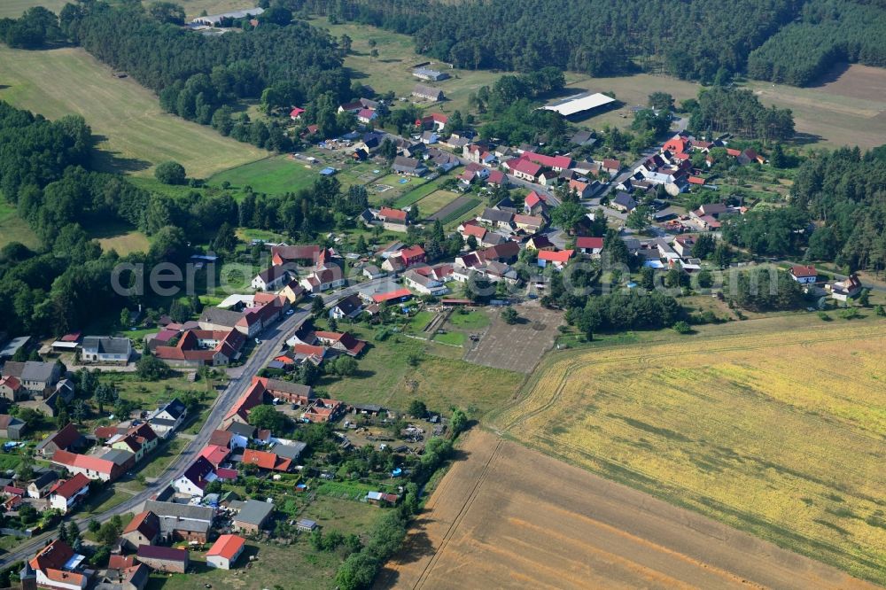 Aerial image Gräben - Village - view on the edge of forested areas in Graeben in the state Brandenburg, Germany