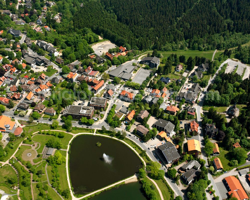Aerial image Hahnenklee-Bockswiese - Village - view on the edge of forested areas in Hahnenklee-Bockswiese in the state Lower Saxony, Germany