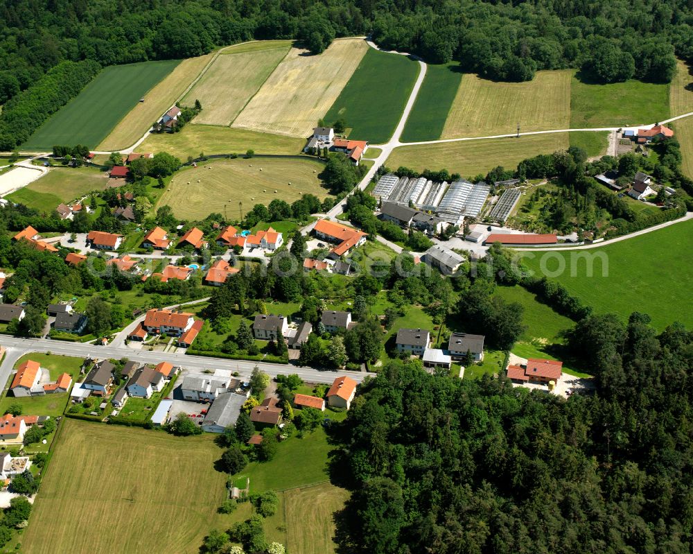 Aerial image Hart a.d.Alz - Village - view on the edge of forested areas in Hart a.d.Alz in the state Bavaria, Germany