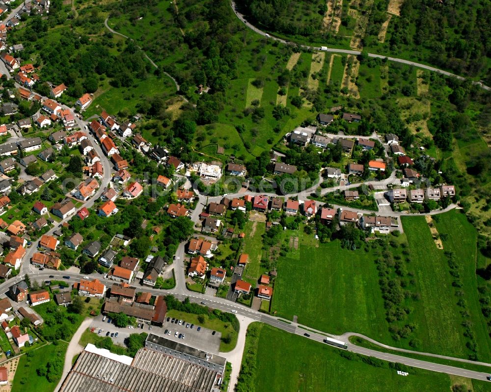 Aerial photograph Haubersbronn - Village - view on the edge of forested areas in Haubersbronn in the state Baden-Wuerttemberg, Germany