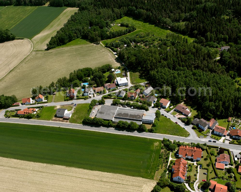 Höchfelden from above - Village - view on the edge of forested areas in Höchfelden in the state Bavaria, Germany
