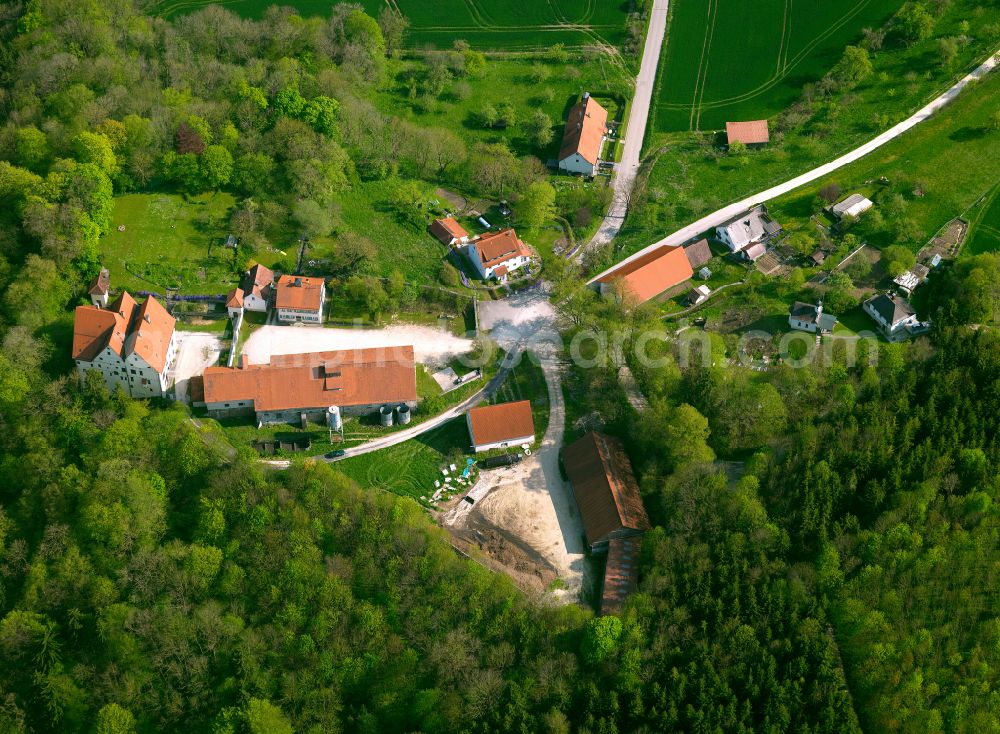 Aerial image Herrlingen - Village - view on the edge of forested areas in Herrlingen in the state Baden-Wuerttemberg, Germany