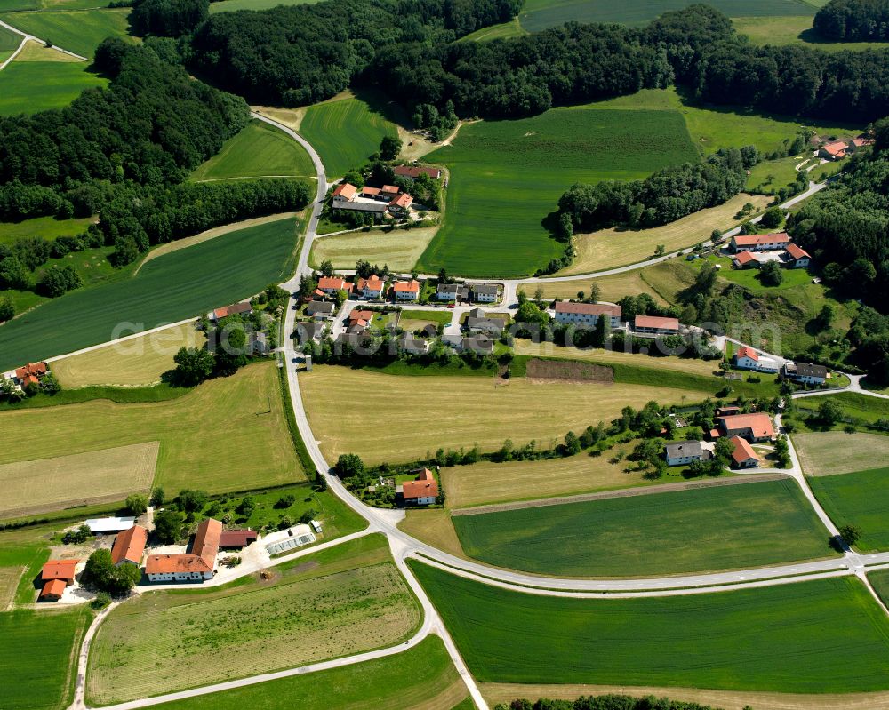 Hirten from above - Village - view on the edge of forested areas in Hirten in the state Bavaria, Germany