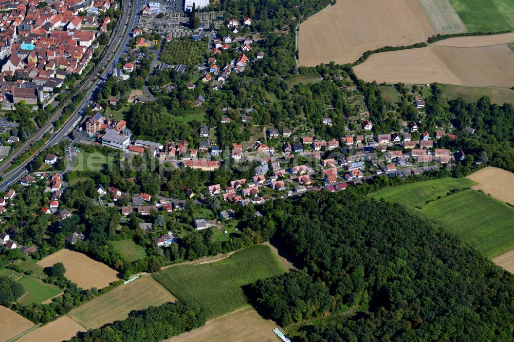 Aerial image Hohestadt - Village - view on the edge of forested areas in Hohestadt in the state Bavaria, Germany
