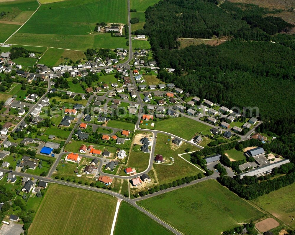 Kempfeld from above - Village - view on the edge of forested areas in Kempfeld in the state Rhineland-Palatinate, Germany