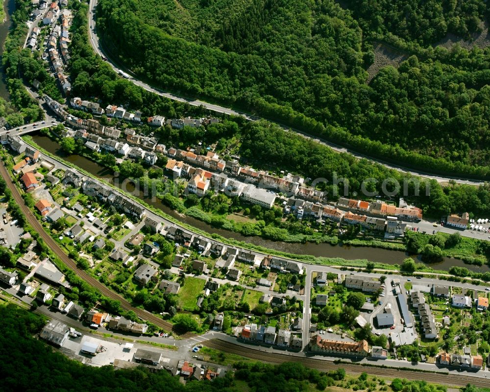 Kirn from above - Village - view on the edge of forested areas in Kirn in the state Rhineland-Palatinate, Germany