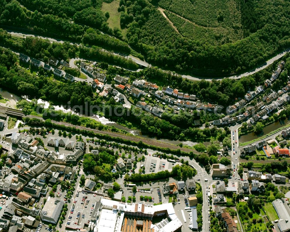 Kirn from the bird's eye view: Village - view on the edge of forested areas in Kirn in the state Rhineland-Palatinate, Germany