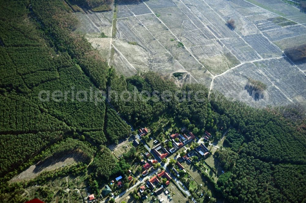 Aerial photograph Klausdorf - Village - view on the edge of forested areas in Klausdorf in the state Brandenburg, Germany