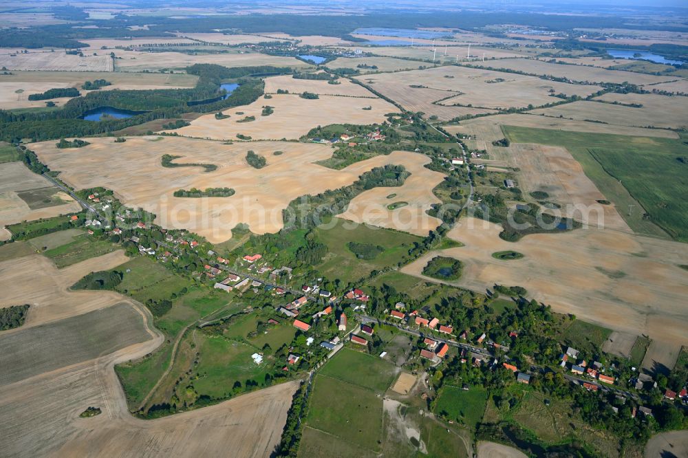 Aerial image Klaushagen - Village - view on the edge of forested areas in Klaushagen in the state Brandenburg, Germany