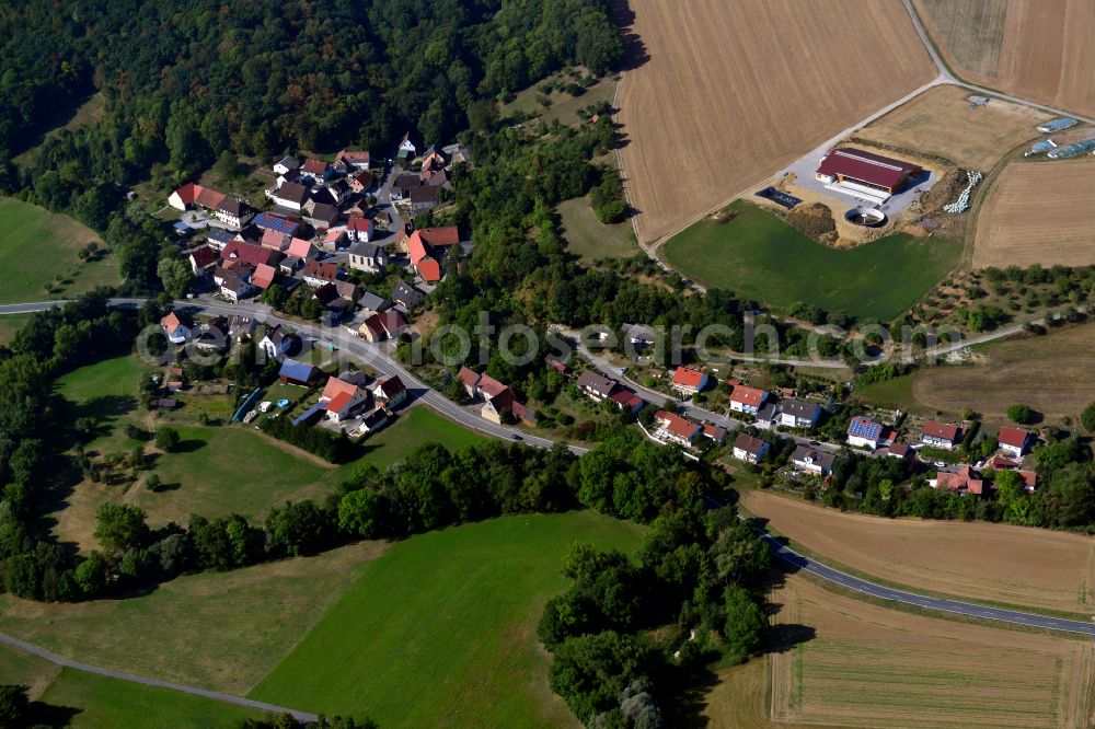 Klingen from the bird's eye view: Village - view on the edge of forested areas in Klingen in the state Bavaria, Germany