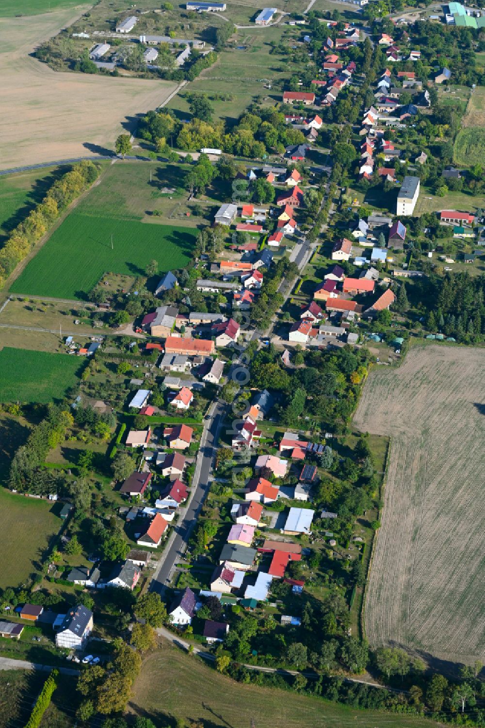 Klosterwalde from above - Village - view on the edge of forested areas in Klosterwalde in the state Brandenburg, Germany