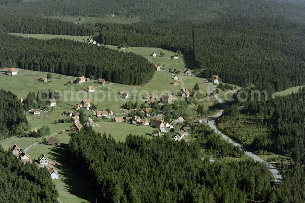 Kniebis from above - Village - view on the edge of forested areas in Kniebis in the state Baden-Wuerttemberg, Germany