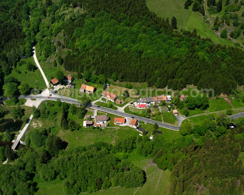Aerial image Königshütte (Harz) - Village - view on the edge of forested areas in Königshütte (Harz) in the state Saxony-Anhalt, Germany