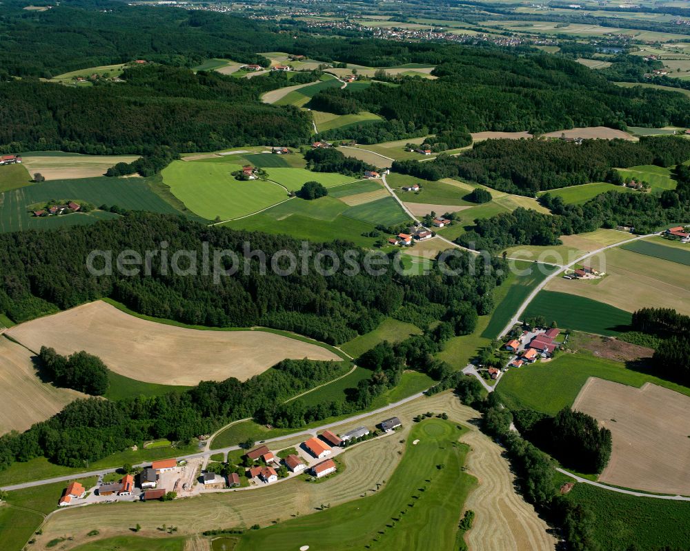 Kothingbuchbach from the bird's eye view: Village - view on the edge of forested areas in Kothingbuchbach in the state Bavaria, Germany